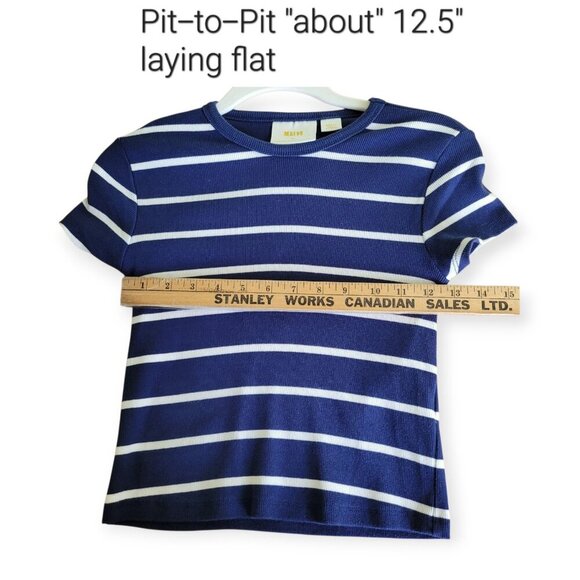 Anthropologie Maeve navy white Blair Baby Tee Size S - Picture 5 of 10